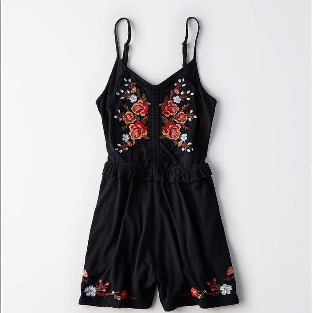 American Eagle Floral Embroidery Romper